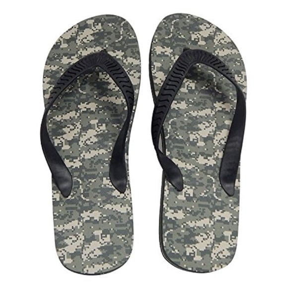 Official U.S. Army Adult Men Premium Camouflage Sandals Flip Flop Thong (Size X-Large, Black Thong)