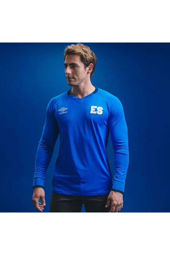 Official Umbro El Salvador Long Sleeve Home Men's Larga Manga Jersey- 2021/22