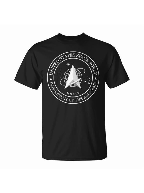 Official United States Space Force Graphic Tee Unisex Adult Cotton Shirt for Military Supporters, Patriotic Casual Outfit, Gift Idea for Space and Armed Forces Fans, Size S, Color Black