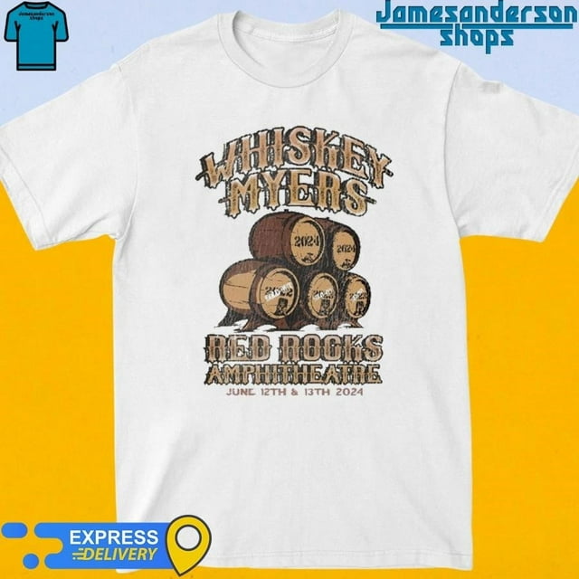 Official Whiskey Myers June 1213 2024 Red Rocks Tee Shirt