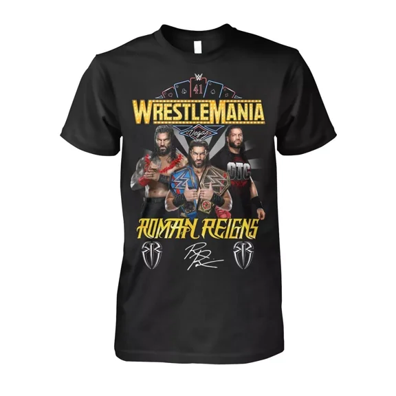 Official Wrestlemania WWE Roman Reigns Signature Shirt