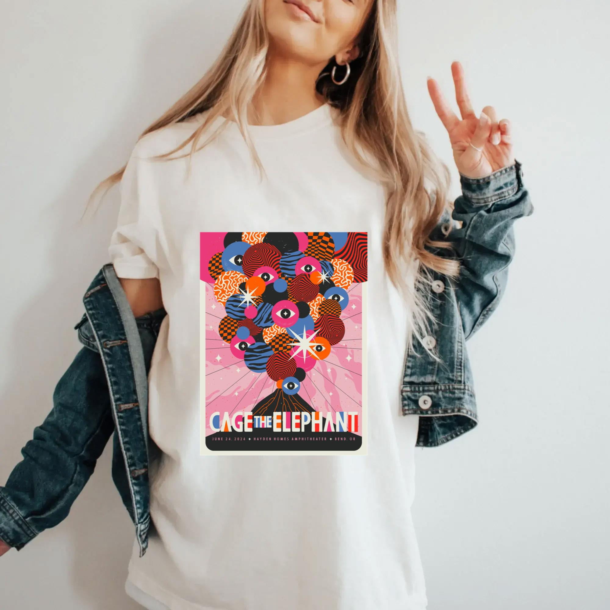 Officialcagetheelephantneonpilltour2024bendorpostershirt