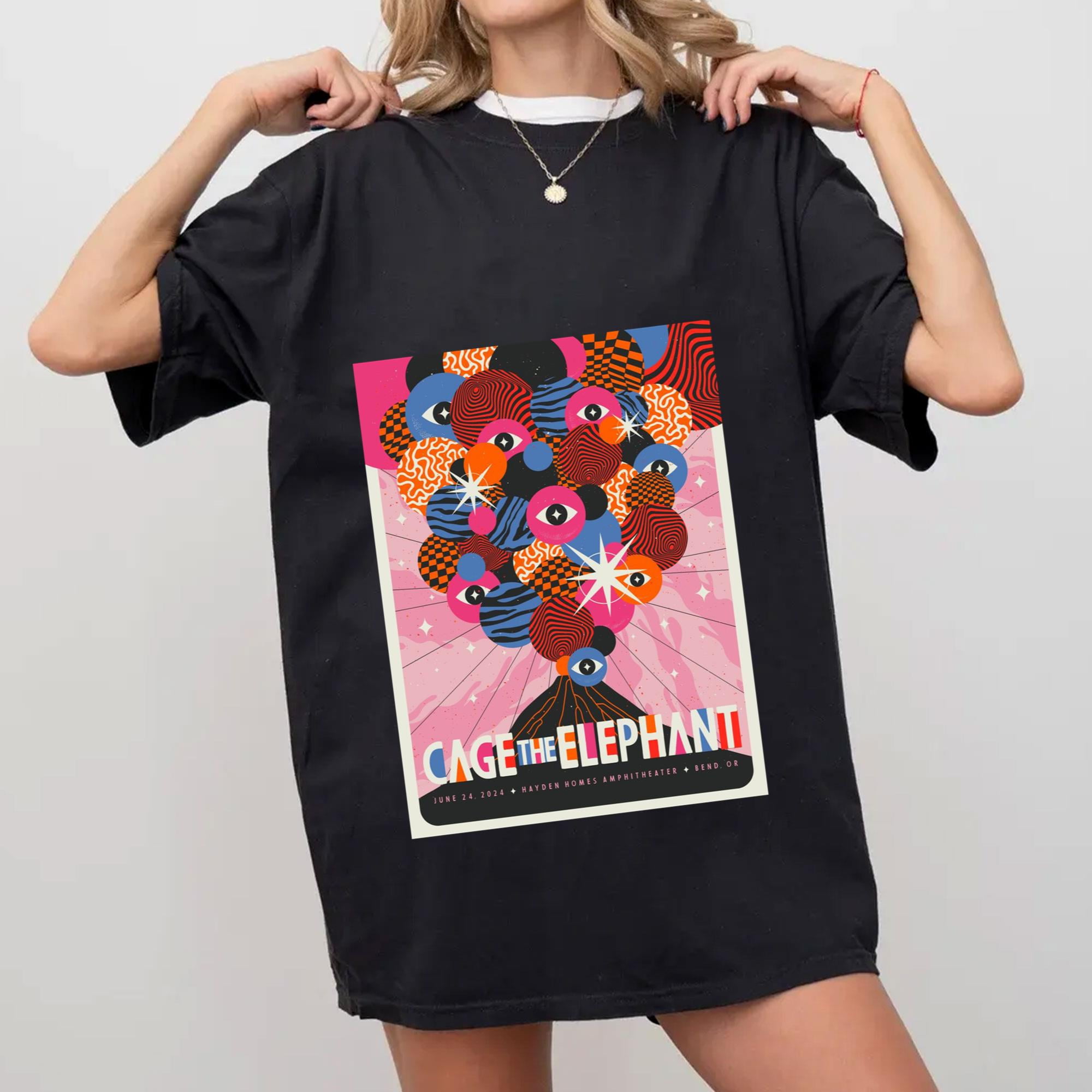 Officialcagetheelephantneonpilltour2024bendorpostershirt