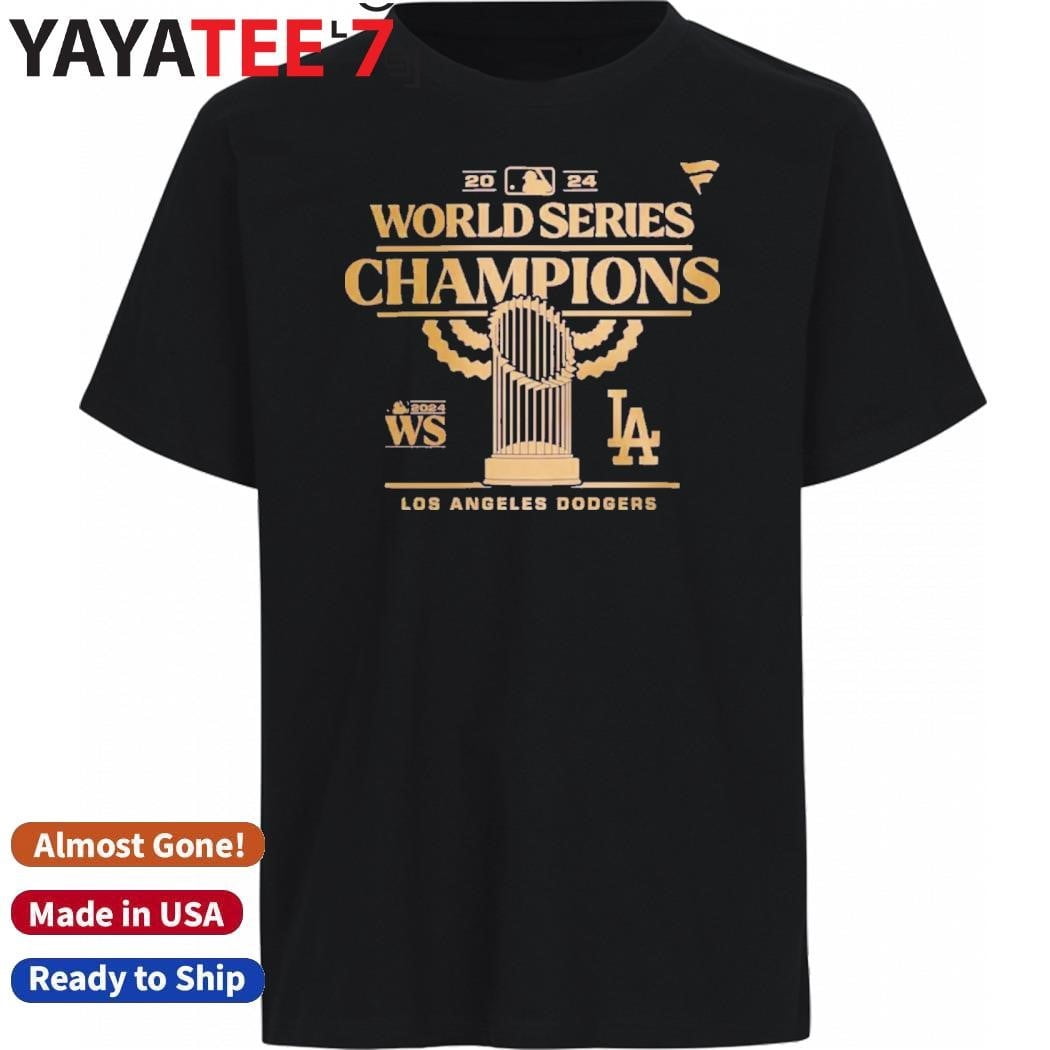 Officiallosangelesdodgers2024mlbworldserieschampionstrophygoldlogographictshirt