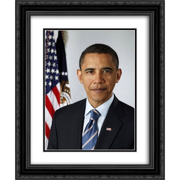 Official portrait of President-elect Barack Obama 18x24 Double Matted Black Ornate Framed Art Print