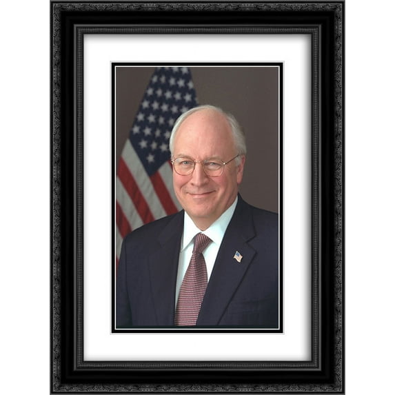 Official portrait of Vice President Cheney taken in the Roosevelt Room 18x24 Double Matted Black Ornate Framed Art Print