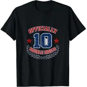 Officially 10 Double Digits Graphic T Shirt For 10 Year Old Kids Funny 10Th Birthday Gift Unisex Short Sleeve Cotton Tee