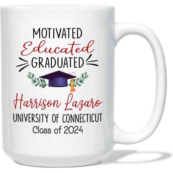 Officially Hotter By One Degree White Ceramic Mug 11 Oz 15 Oz, Personalized Congratulations Graduation Coffee Mug Cup With Custom Name/School/Class, Graduating Class Coffee Cup Gifts For Son Daughter