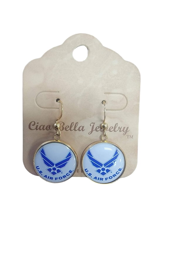 Air Force Silver or Gold Earrings: Seal, Roundel, Wings, Thunderbird | Made in the USA | Officially Licensed