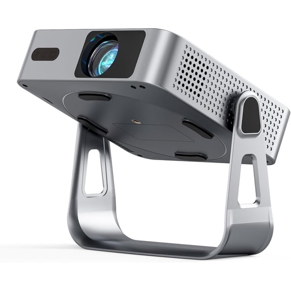 [Officially-Licensed App & Auto Focus]White Smart Mini Projector with WiFi and Bluetooth, XuanPad 4K Support Movie Projector, Portable Native 1080P Outdoor Projector with 360 °   Stand