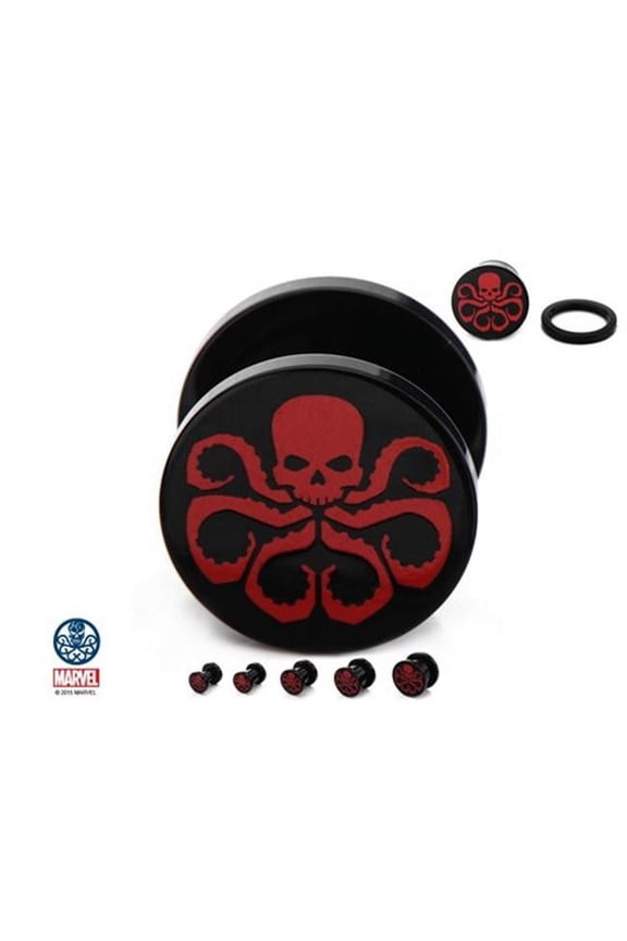 Officially Licensed Black Acrylic Red Hydra Logo Screw Fit Plug Set 4 Gauge
