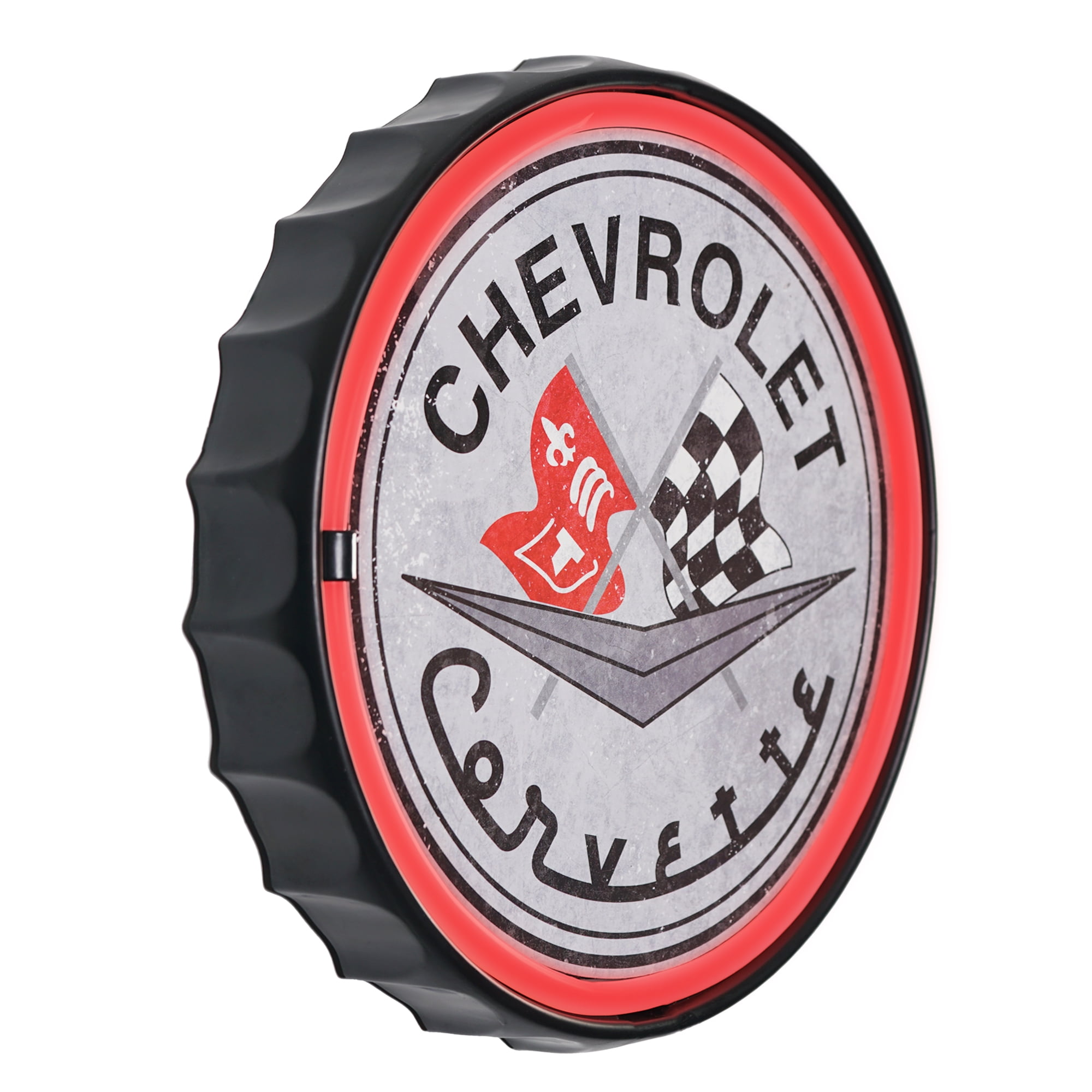 Chevrolet Red Neon LED Bottle Cap Wall Sign 12.5"