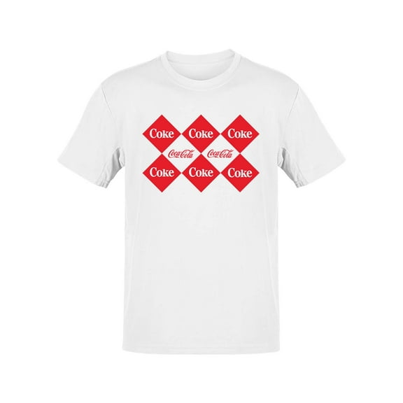 Officially Licensed Coca-Cola Checkerboard Coke Pattern Design Men's T-shirt