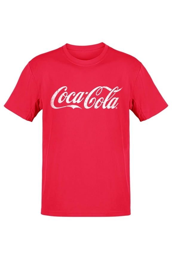 Officially Licensed Coca-Cola Classic Logo Distressed Design Men's T-shirt