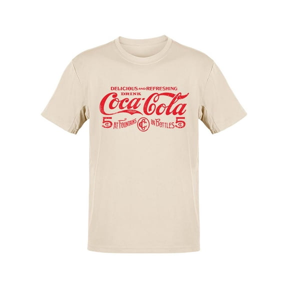Officially Licensed Coca-Cola Logo Classic 5¢ Soda Fountain Men's T-shirt