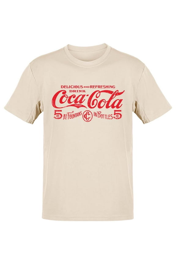 Officially Licensed Coca-Cola Logo Classic 5¢ Soda Fountain Men's T-shirt