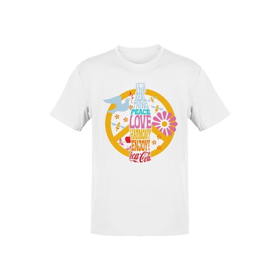 Officially Licensed Coca Cola Real Thing Peace Love Harmony Men's T-shirt