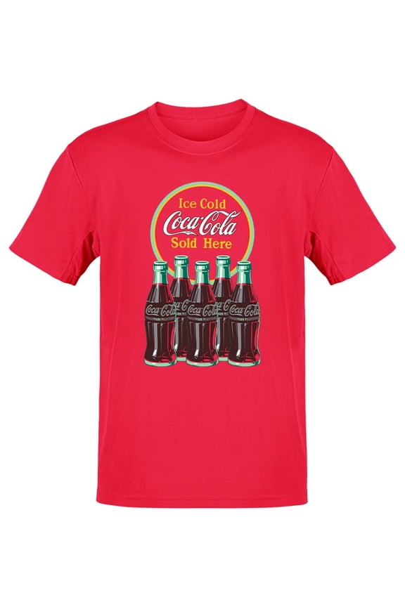 Officially Licensed Coca-Cola Retro Ice Cold Bottles Sign Logo Men's T-shirt