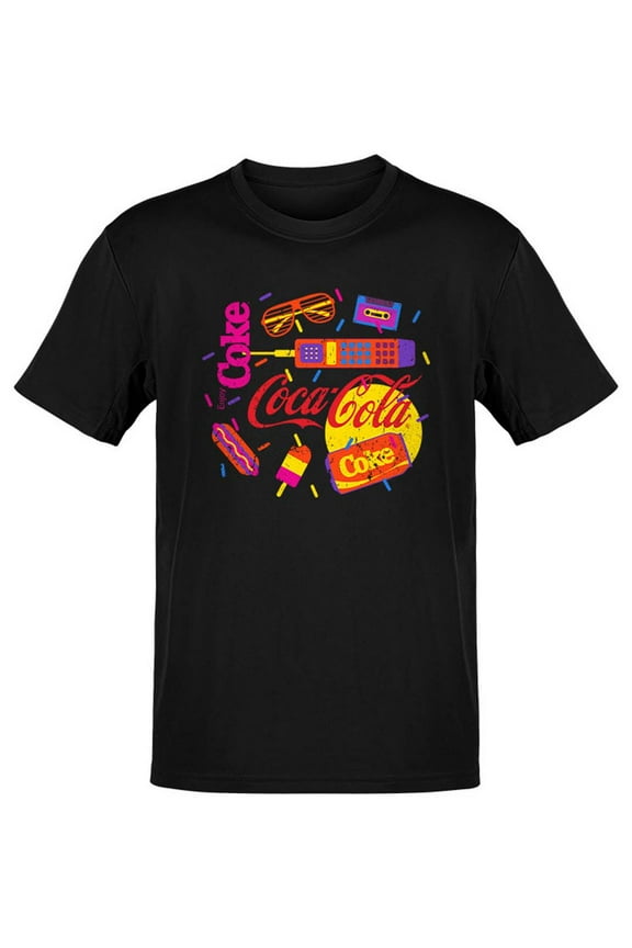 Officially Licensed Coca-Cola Retro Pop Art 80s Style Soda Graphic Men's T-shirt