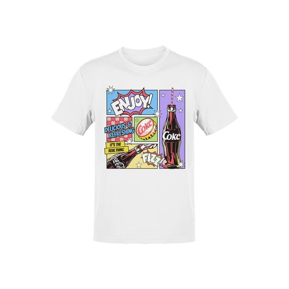 Officially Licensed Coca Cola Retro Pop Art Coke Design Men's T-shirt