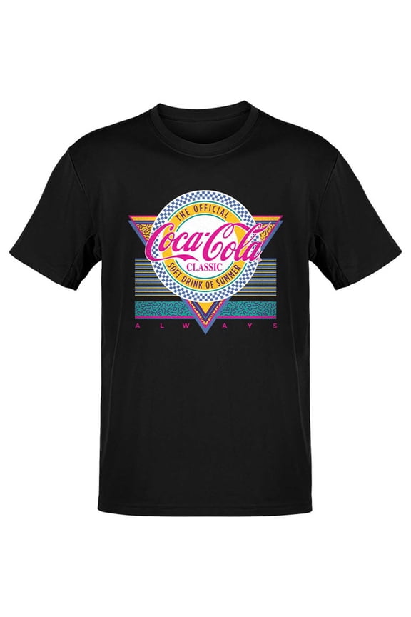 Officially Licensed Coca-Cola Retro Pop Art Logo Graphic Men's T-shirt
