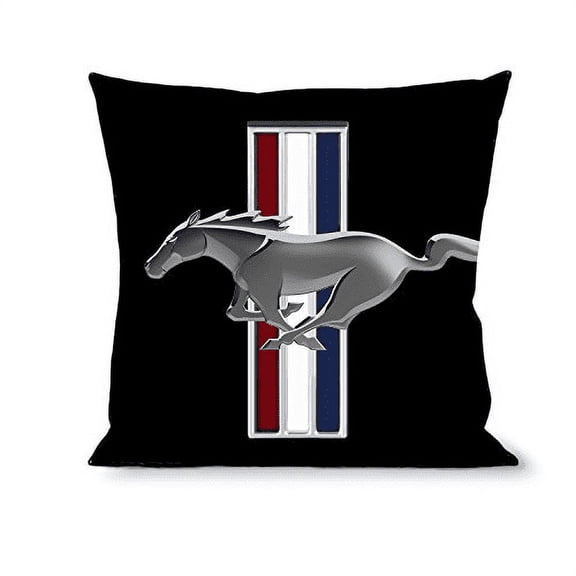 Officially Licensed Ford Mustang Logo Black Pillow