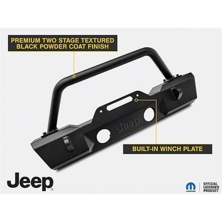Officially Licensed Jeep 07-18 Jeep Wrangler JK Stubby Front Winch Bumper w/ Jeep Logo
