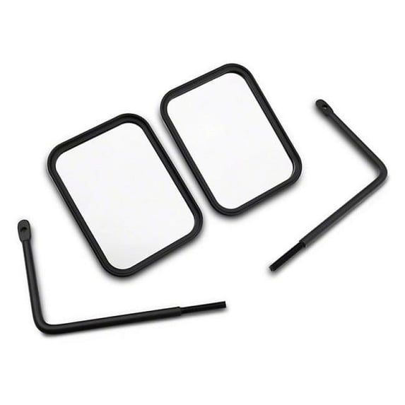 Officially Licensed Jeep 66-18 CJ5/ CJ7/Wrangler YJ/ TJ/JK Adv Mirrors w/ Printed Jeep Logo-Txt Blk