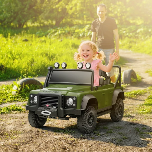 Officially Licensed Land Rover Defender 110 SVX Ride-On Toy Car - Dark Green 12V Electric Vehicle with 2.4G Remote, Music, LED Lights & 4-Wheel Suspension for Outdoor Play