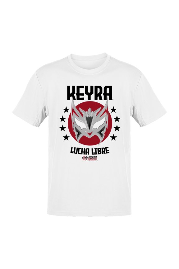 Officially Licensed Legends Of Lucha Libre Silver Mask Emblem on Red Circle Men's T-shirt