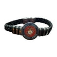 thumbnail image 1 of Officially Licensed Marine Corps Black Braided Leather Bracelet with Stainless Steel Accents, 1 of 5