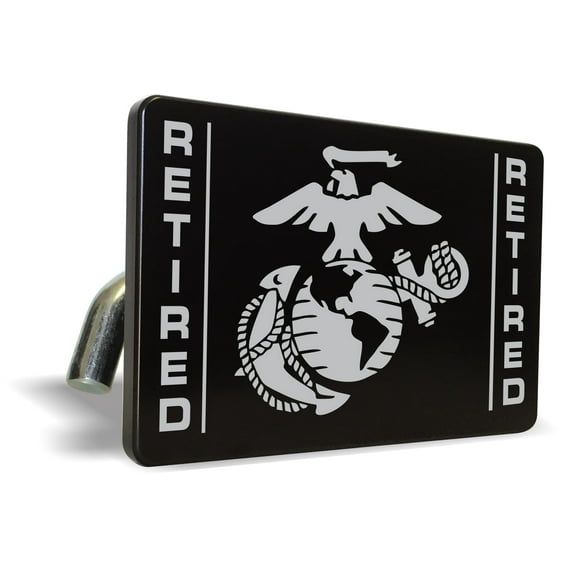 [Officially Licensed Marine Corps Product] - USMC Retired with EGA Emblem - Premium QuaIity Anodized Billet Aluminum Laser Etched UV Resistant Metal Trailer/Tow Hitch Cover for 2" Receivers for Car