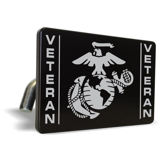 [Officially Licensed Marine Corps Product] - USMC Veteran with EGA Emblem - Premium QuaIity Anodized Billet Aluminum Laser Etched UV Resistant Metal Trailer/Tow Hitch Cover for 2" Receivers for Car