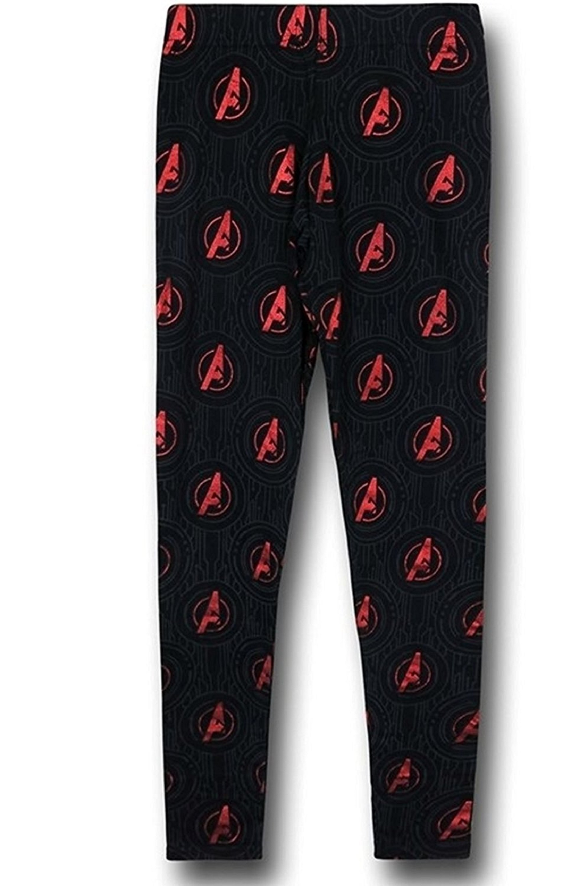 Officially Licensed Marvel Avengers Age of Ultron Symbol Ankle-Length Teen Juniors Leggings (Size Large) - image 1 of 4
