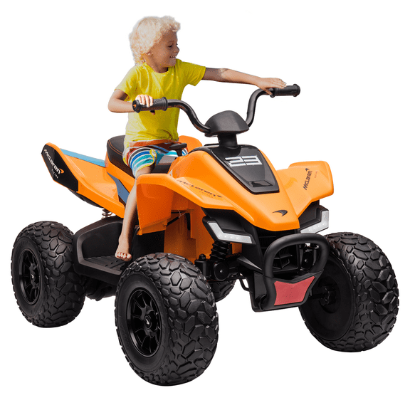 Officially Licensed Mc-Laren Ride on Car, 24V Battery Powered, 4-Wheeler Quad Car Toy ATV for 3-8yrs, Electric Off-Road Car with 2 Speeds, LED Lights, Bluetooth, MP3