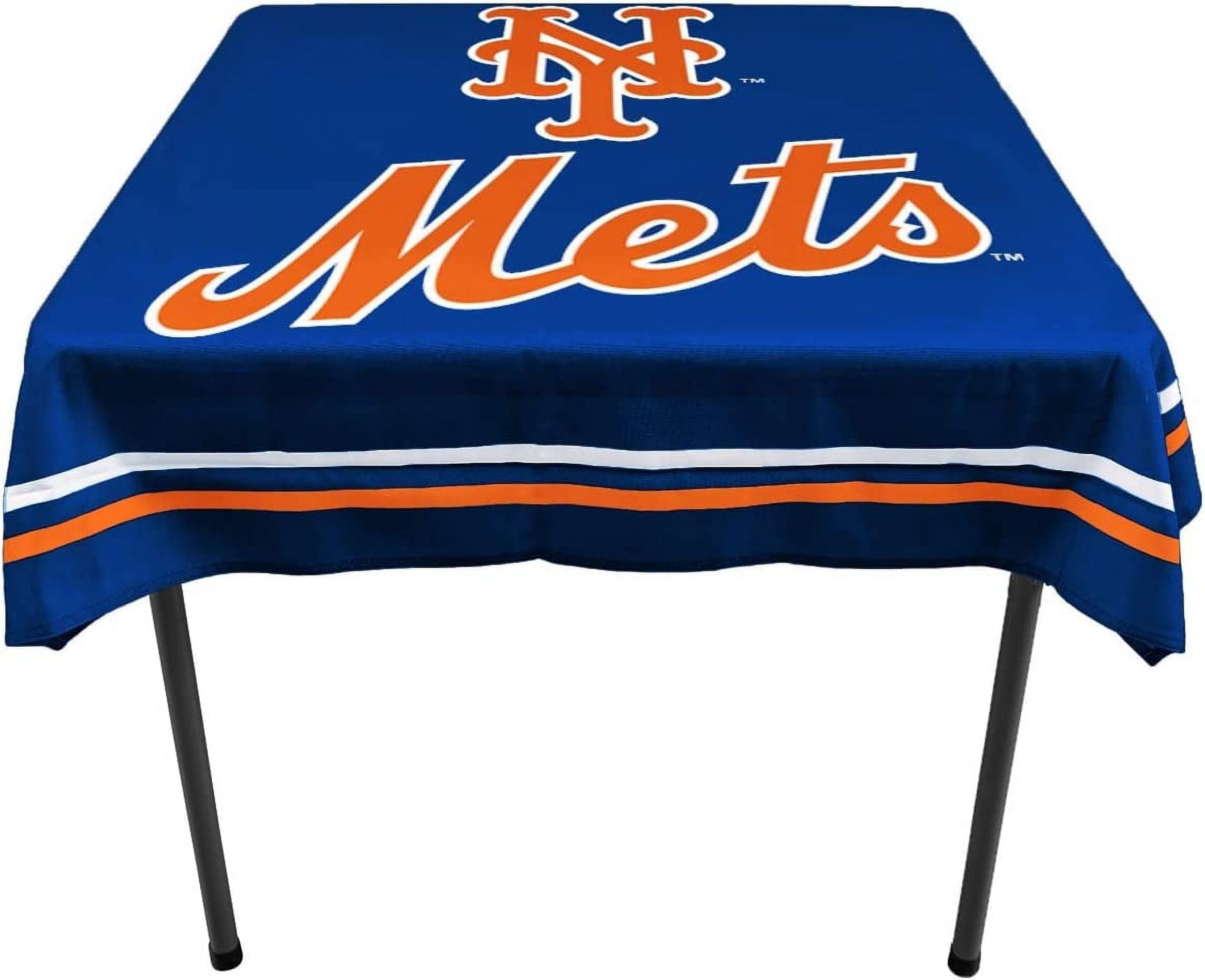Officially Licensed Mets Logo Tablecloth and Square Table Cover Overlay Perfect for Picnics