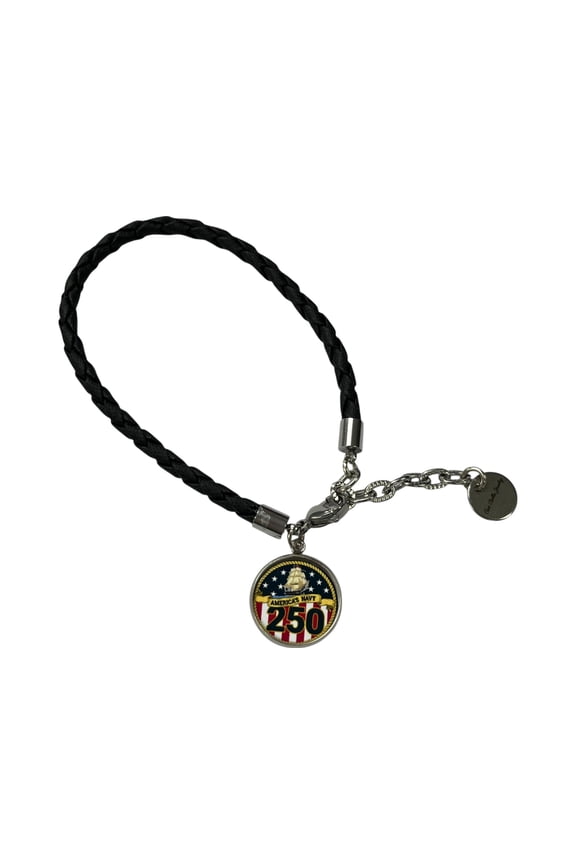 Officially Licensed Military Leather Rope Charm Bracelet – 250th Anniversary -Made n USA (Army, Navy, Marine)