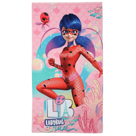 [Officially Licensed] Miraculous Aqua Ladybug Bath Towel for Bathroom Bedroom