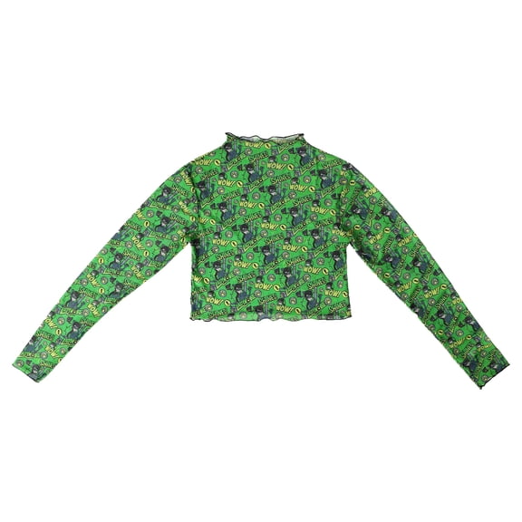 [Officially Licensed] Miraculous Cat Noir Print Beach Cover Up Top Women's Long Sleeve Beach Shirt