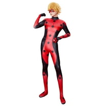 [Officially Licensed] Miraculous Mister Bug Costume Black and Red Elastic Jumpsuit for Halloween, S