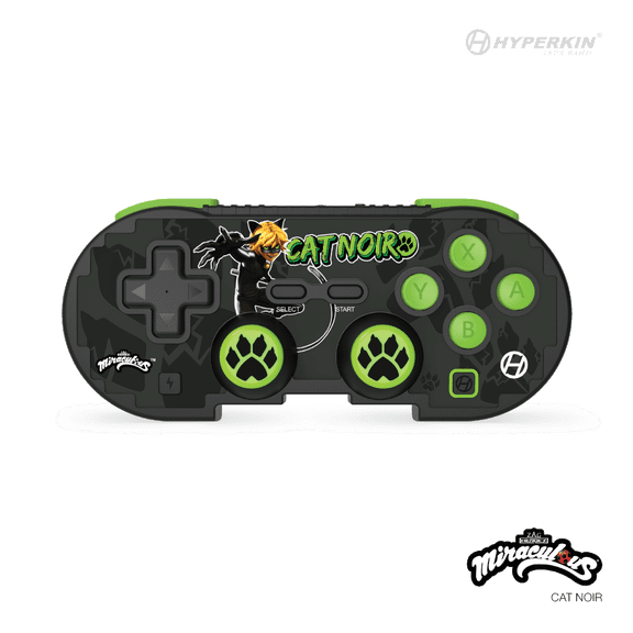 Officially Licensed Miraculous x Hyperkin Limited Edition Pixel Art Bluetooth Controller for Switch, Switch OLED, Windows 10/11, PC, Mac, Android, iOS (Cat Noir)