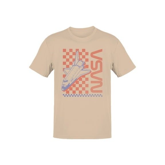 Officially Licensed NASA Retro Space Shuttle Checkered Men's T-shirt