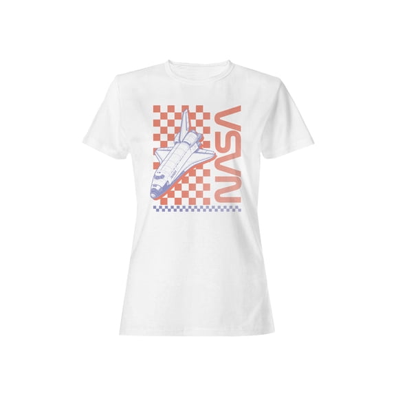 Officially Licensed NASA Retro Space Shuttle Checkered Women's T-shirt
