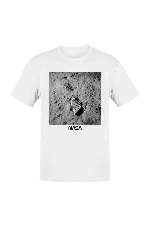 Officially Licensed Nasa Moon Landing Footprint Monument Men's T-shirt