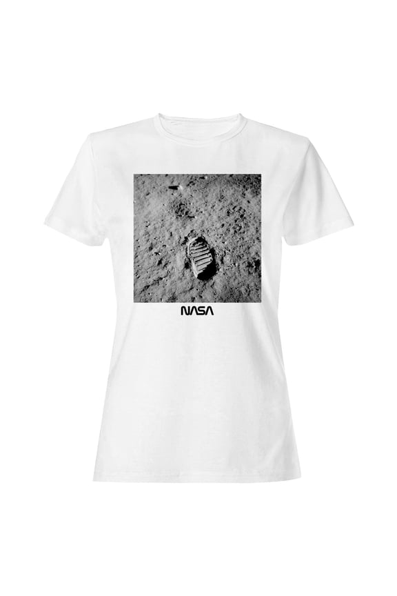 Officially Licensed Nasa Moon Landing Footprint Monument Women's T-shirt
