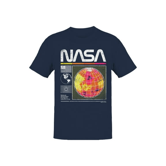 Officially Licensed Nasa Retro Globe Design 1958 Men's T-shirt