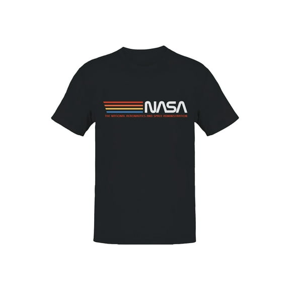 Officially Licensed Nasa Retro Stripes Logo Men's T-shirt