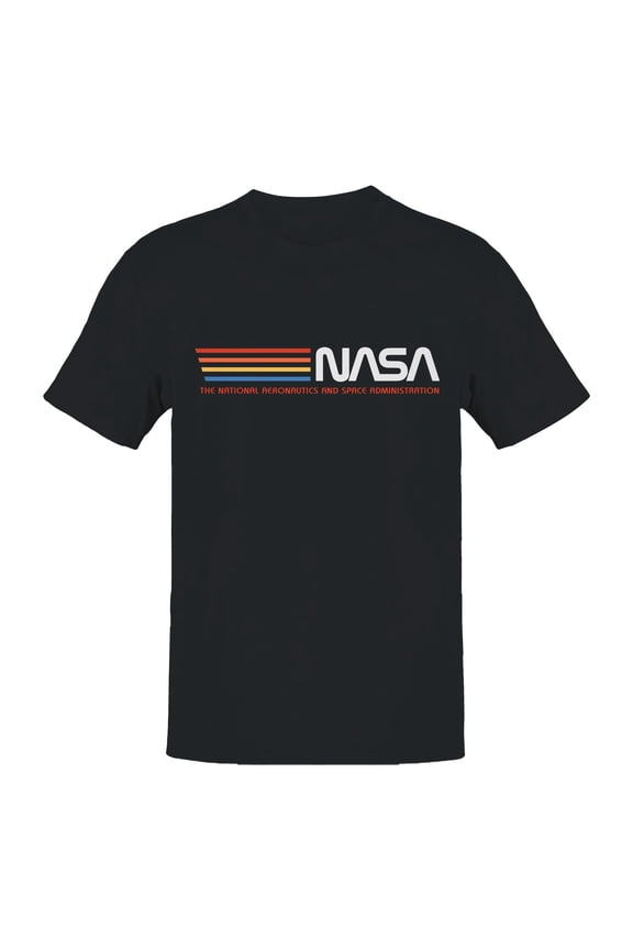 Officially Licensed Nasa Retro Stripes Logo Men's T-shirt