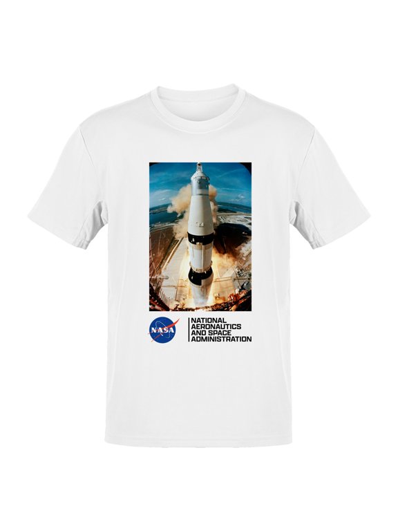 Officially Licensed Nasa Saturn V Rocket Launch Art Men's T-shirt