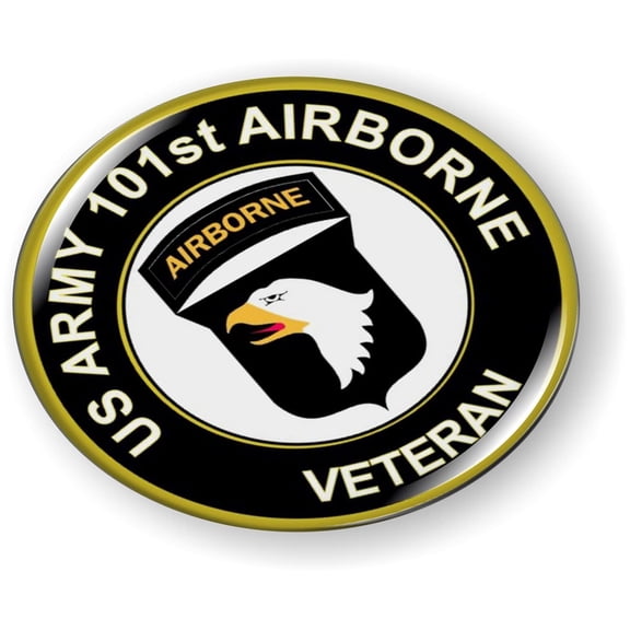 BestLicensePlateFrames - US Army 101ST Airborne Division Veteran (Air Assault) 3D Domed Car Emblem Badge Sticker Flexible - Official U.S. Army Licensed Product